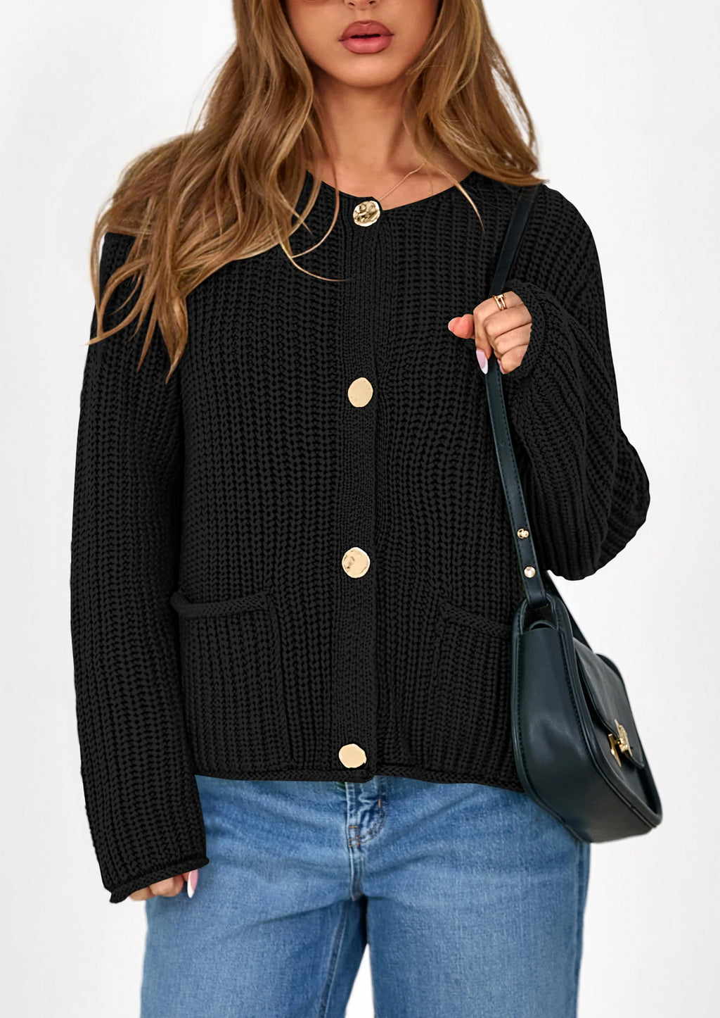 Cárdigan NOLEA Oversize de Punto Grueso con Bolsillos