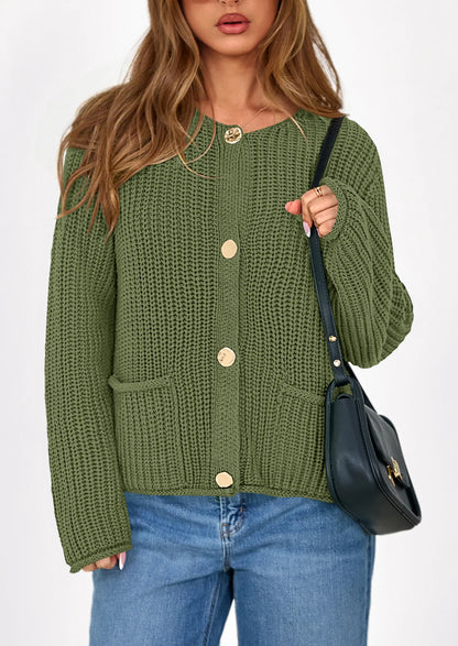 NOLEA Oversized Thick Knit Cardigan with Pockets