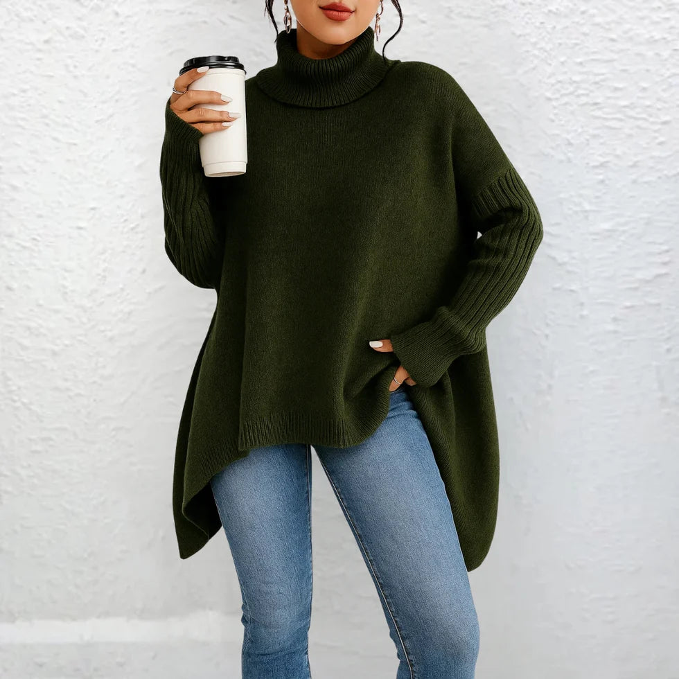 NOLEA High-Neck Loose Sweater – Timeless Elegance