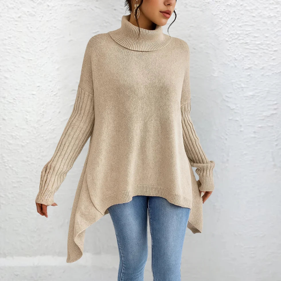 NOLEA High-Neck Loose Sweater – Timeless Elegance
