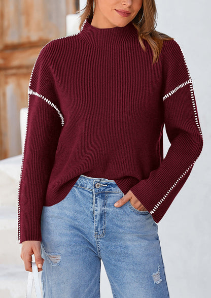 NOLEA Oversized Thick Sweater with Semi-High Neck
