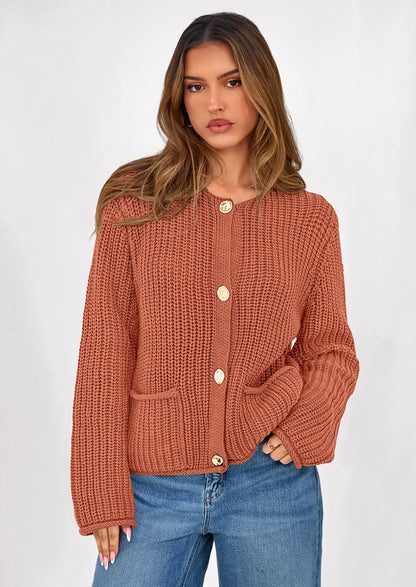 NOLEA Oversized Thick Knit Cardigan with Pockets
