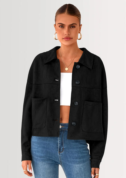 NOLEA Cropped Faux Suede Jacket