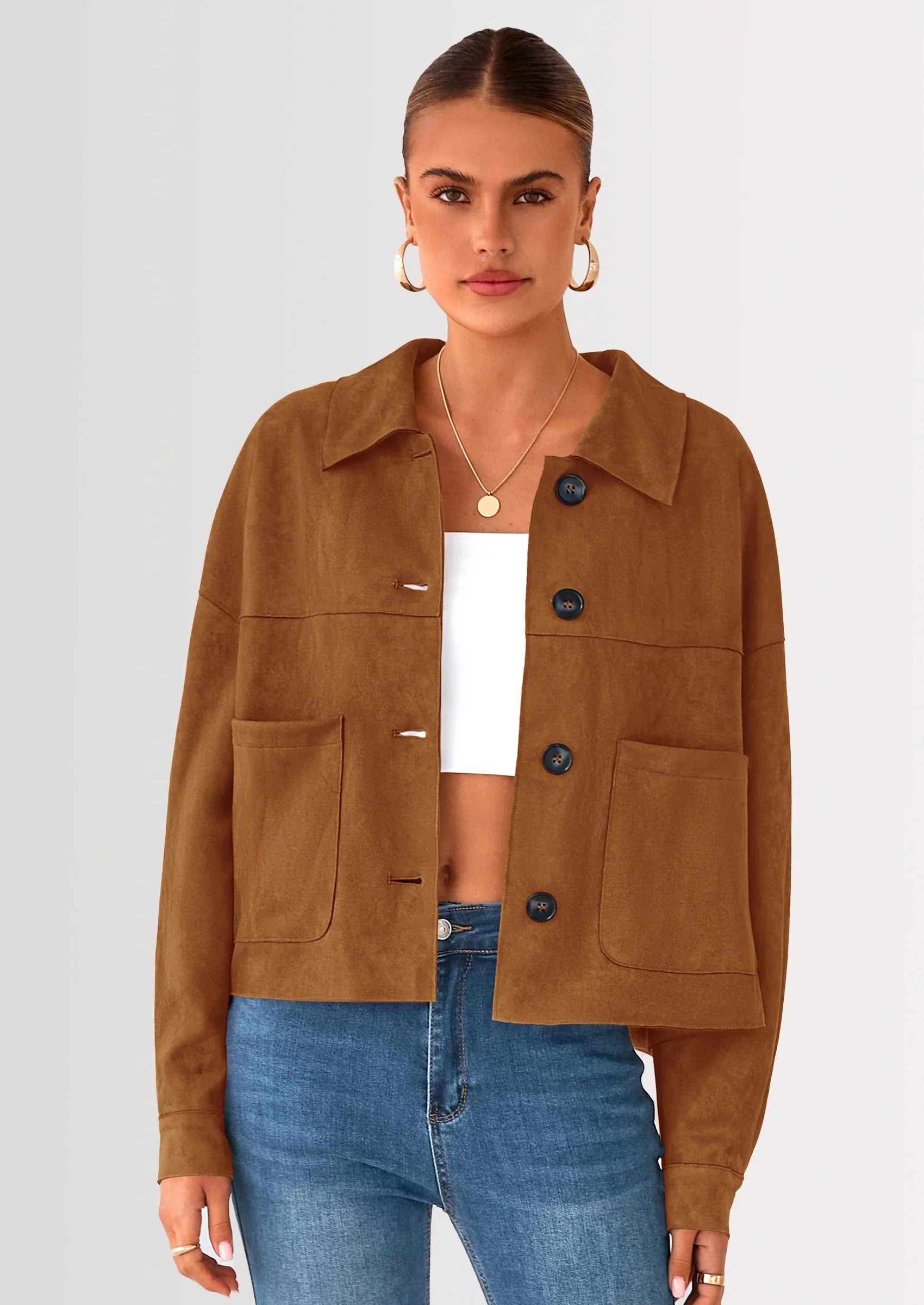 Chaqueta Cropped NOLEA de Ante Sintético