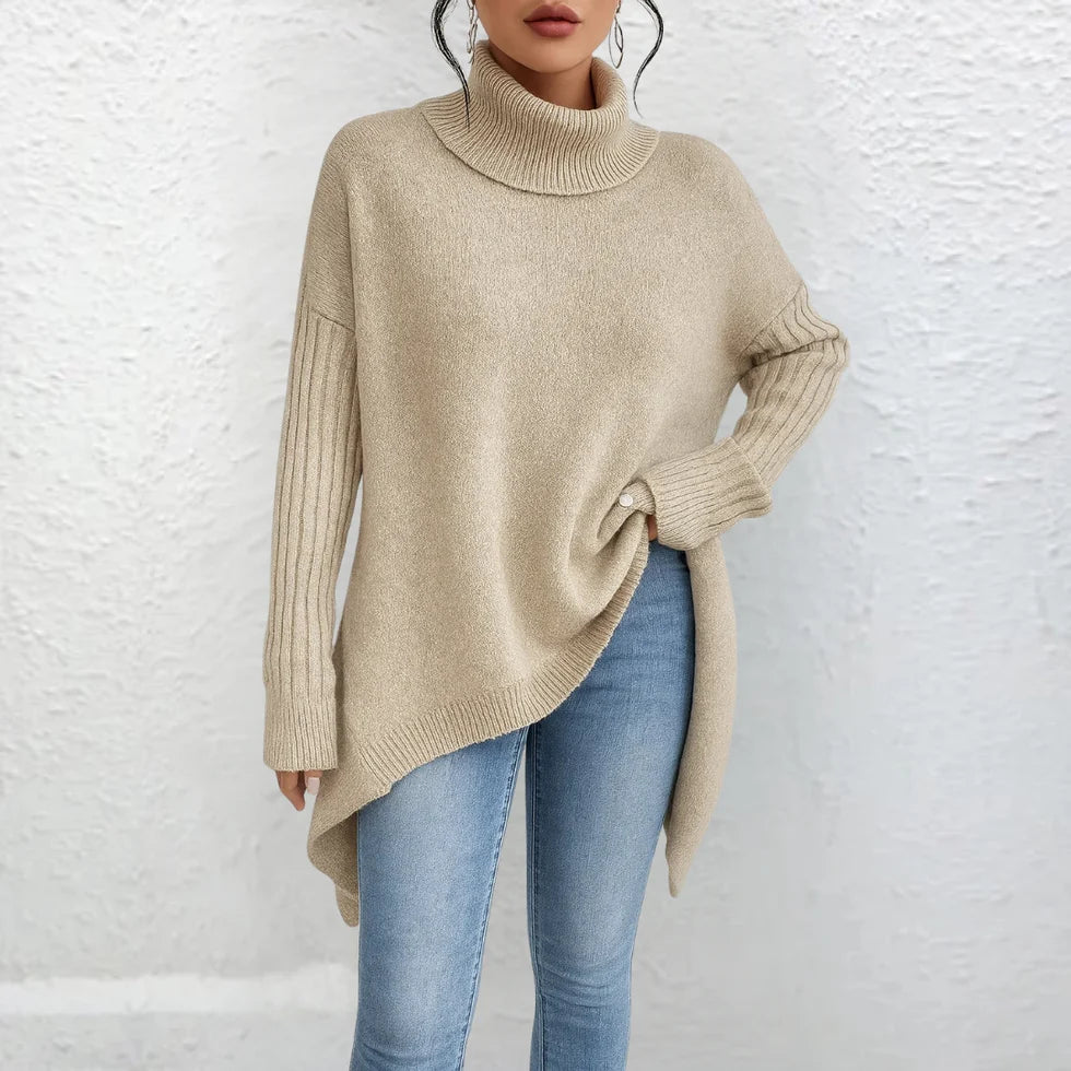 NOLEA High-Neck Loose Sweater – Timeless Elegance