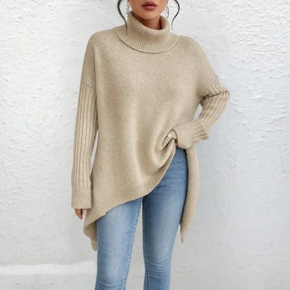 NOLEA High-Neck Loose Sweater – Timeless Elegance