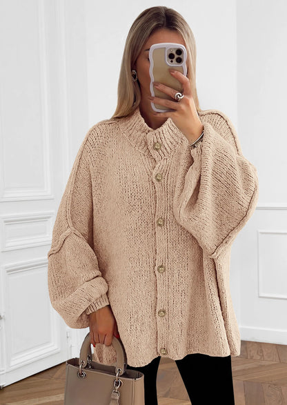 NOLEA Thick Knit Cardigan-Jacket with Buttons