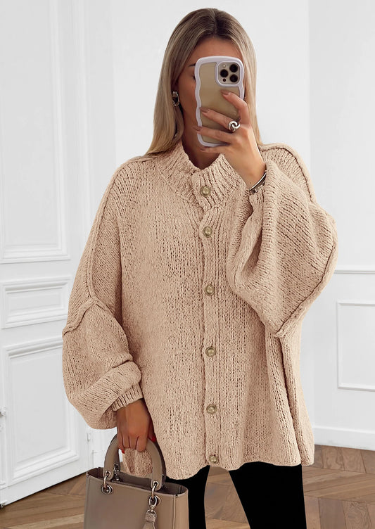 NOLEA Thick Knit Cardigan-Jacket with Buttons