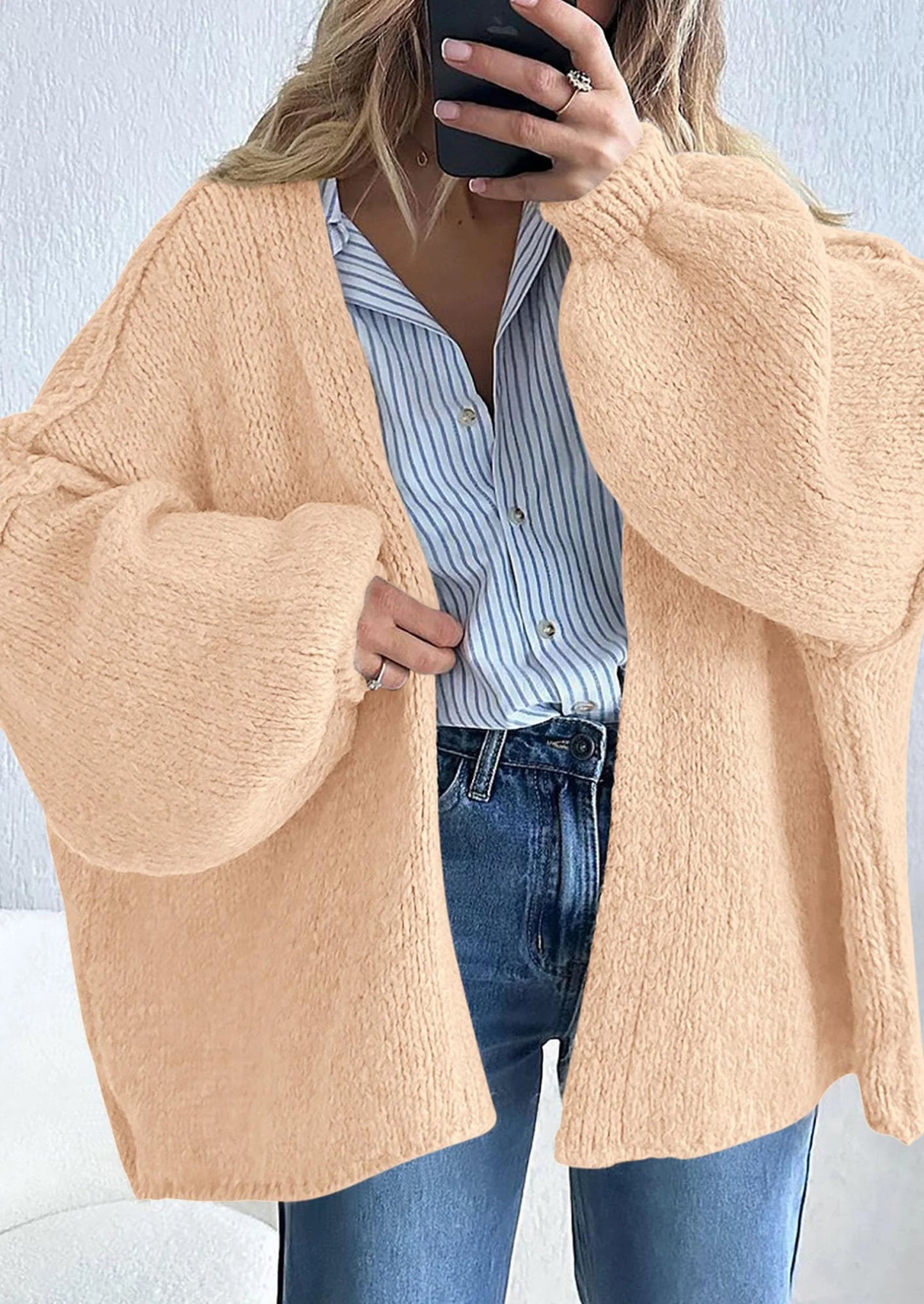 NOLEA Oversized Open-Knit Cardigan