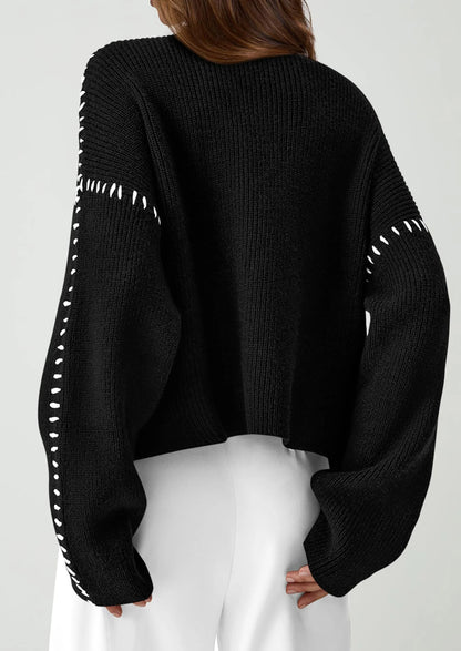 NOLEA Oversized Thick Sweater with Semi-High Neck
