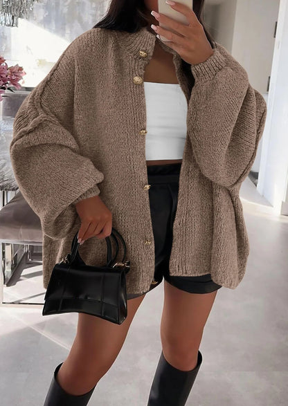 NOLEA Thick Knit Cardigan-Jacket with Buttons