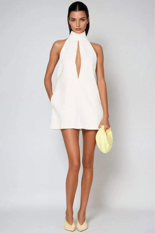 CARLA | Vestido mini Blanco sin mangas con recortes