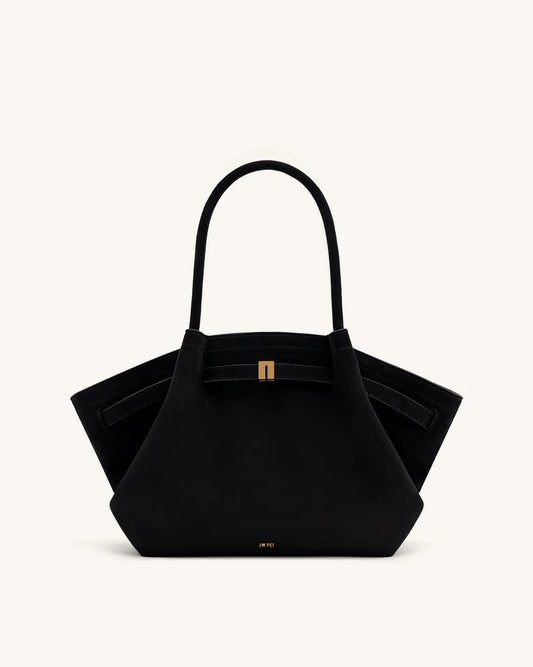 Hana Medium Synthetic Suede Tote Bag – Black