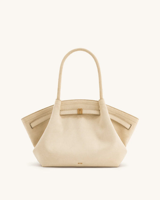 Hana Medium Synthetic Suede Tote Bag – Off-White