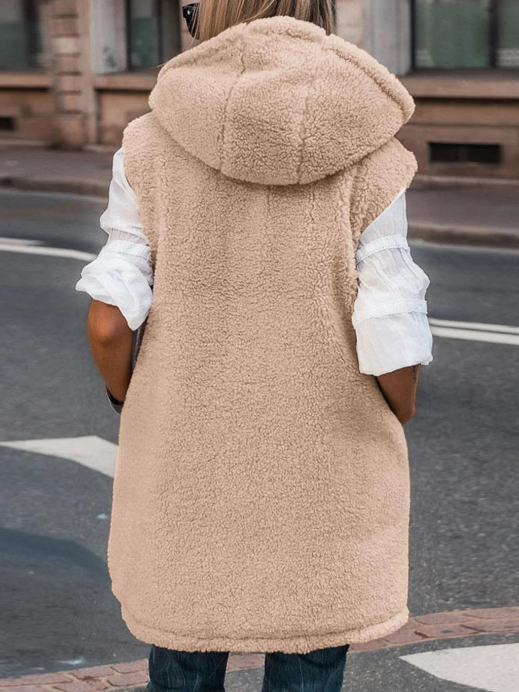 Chaleco Reversible NOLEA de Forro Polar • Cremallera frontal • Súper cálido, suave, con capucha y bolsillos.