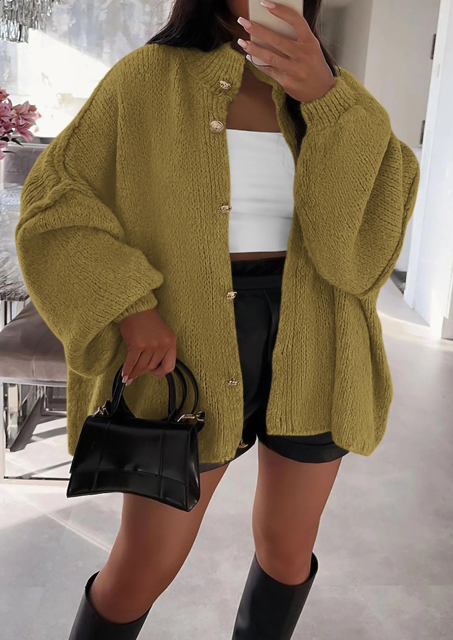 NOLEA Thick Knit Cardigan-Jacket with Buttons