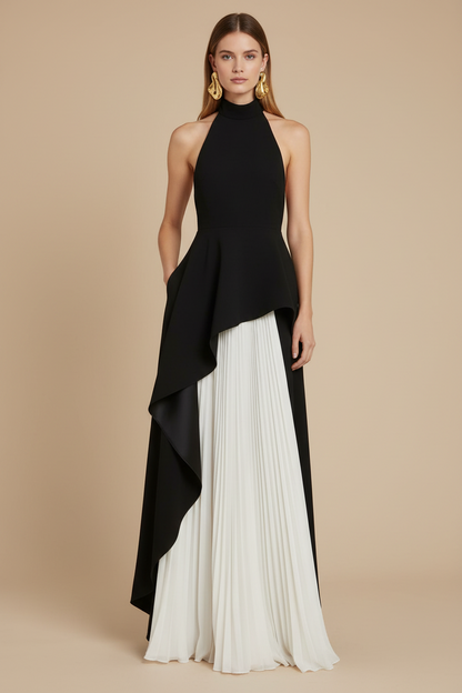 INÉS | Vestido largo de capas con cuello halter